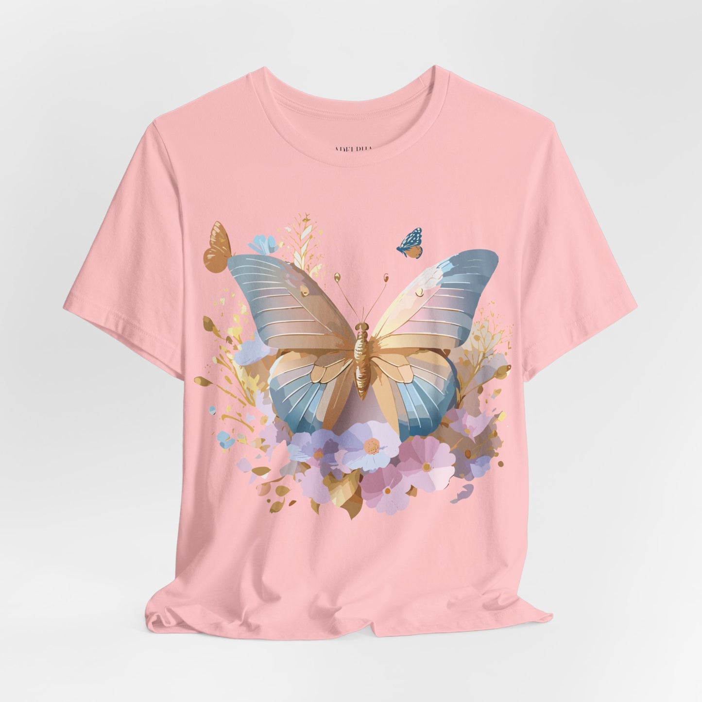 Natural Cotton Tee Shirt with Butterfly