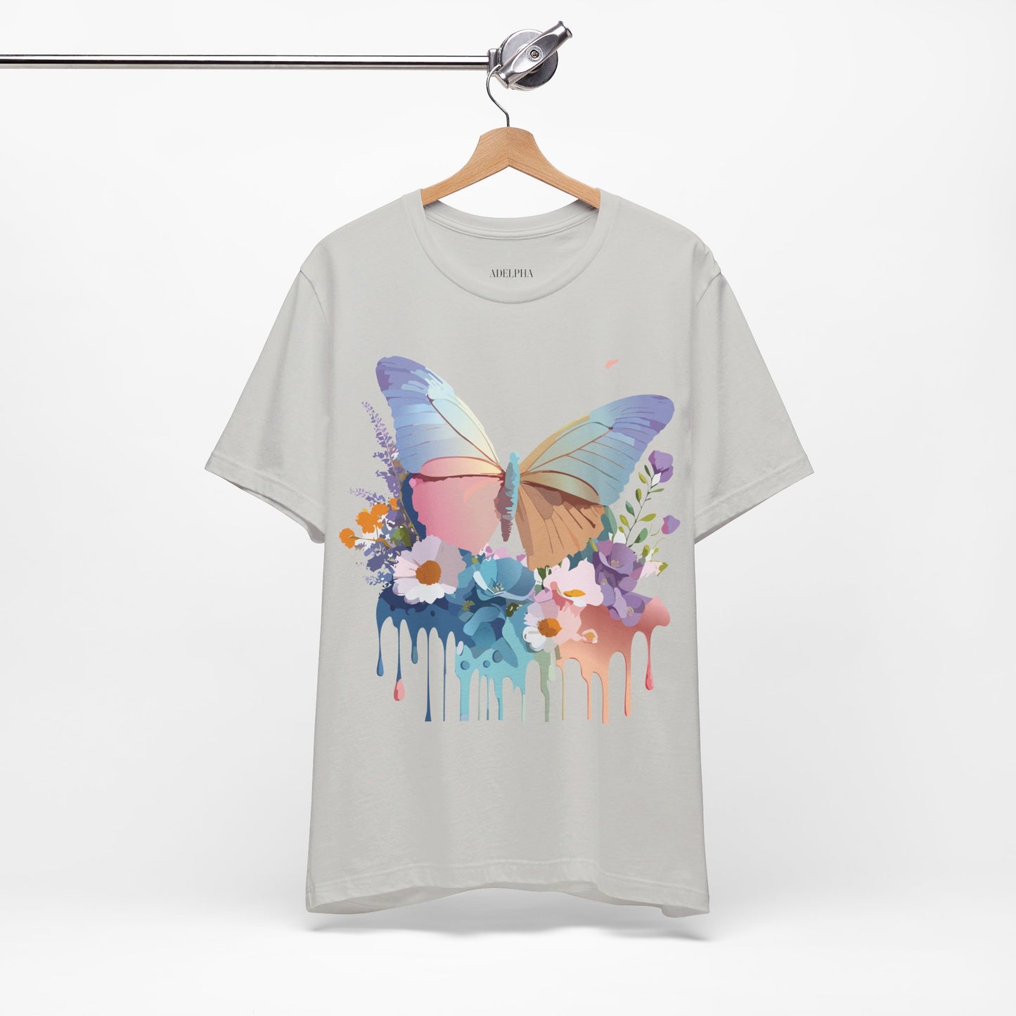 Natural Cotton Tee Shirt with Butterfly