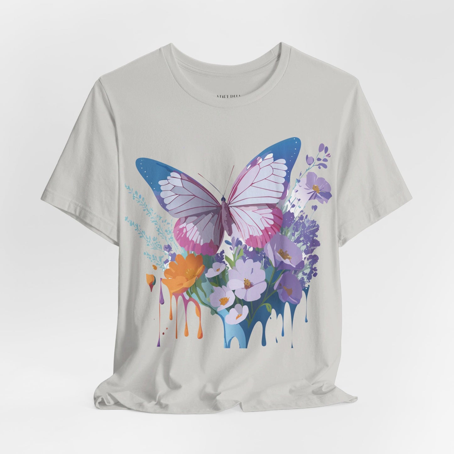 Natural Cotton Tee Shirt with Butterfly