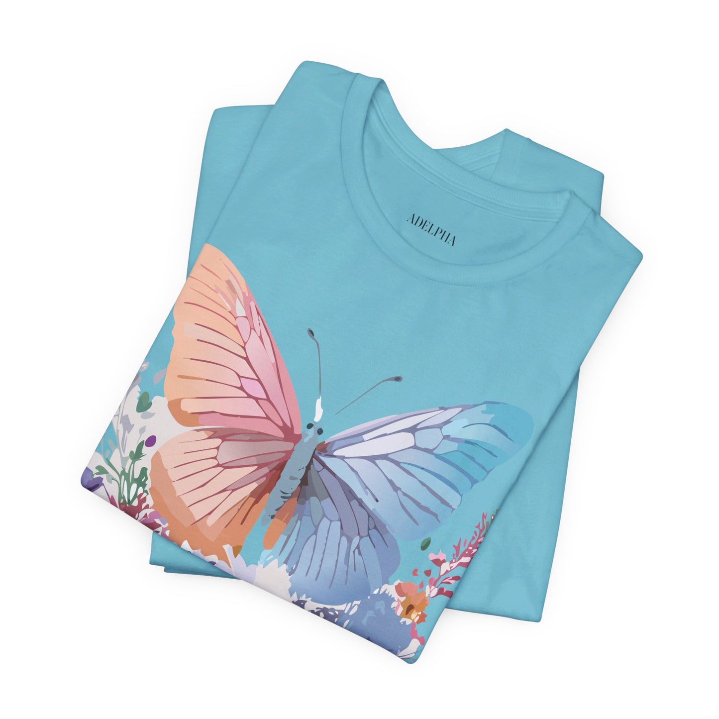 Natural Cotton Tee Shirt with Butterfly