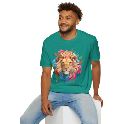 Lion Shirt Unisex Floral Lion Tee Gildan Softstyle 64000 Lightweight Cotton Tee