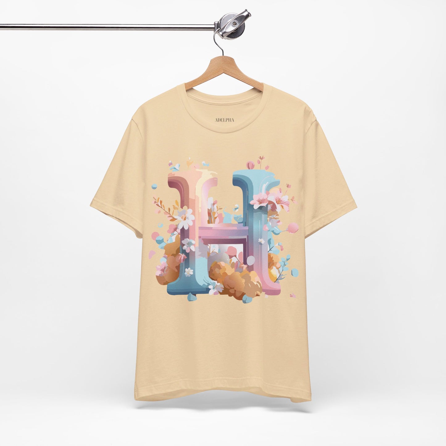 Natural Cotton Tee Shirt - Letters Collection - H