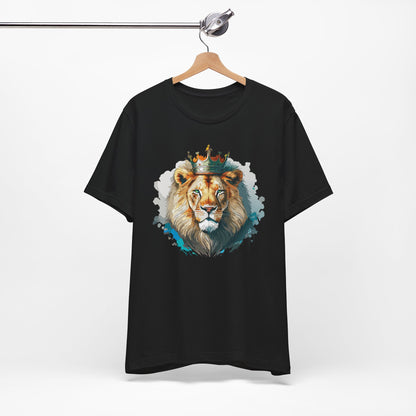 Lion with Crown Tee Unisex Cotton Watercolor King Lion Graphic T-Shirt 2