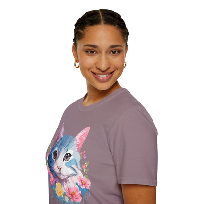 Cat Shirt Unisex Cat Tee Kitten Print Gildan Softstyle 64000
