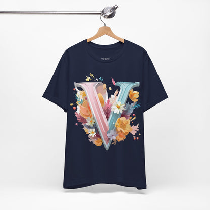 Natural Cotton Tee Shirt - Letters Collection - V Printify
