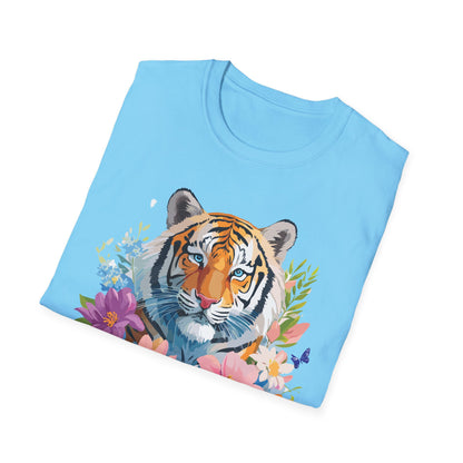 Tiger Print Unisex Softstyle T Shirt 100 Percent Ring Spun Cotton Tee