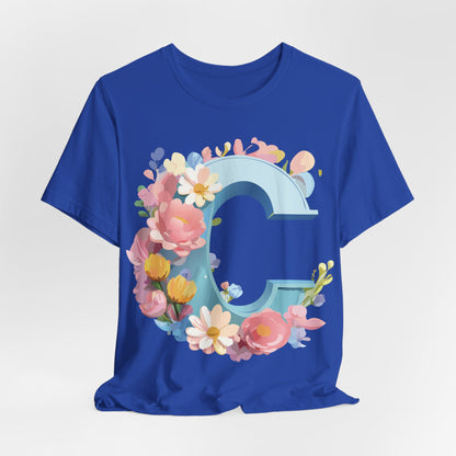 Natural Cotton Tee Shirt - Letters Collection - C Printify