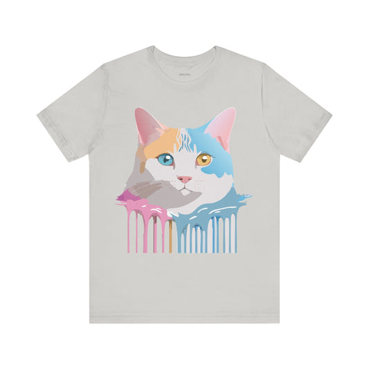 Natural Cotton Tee Shirt with Cat