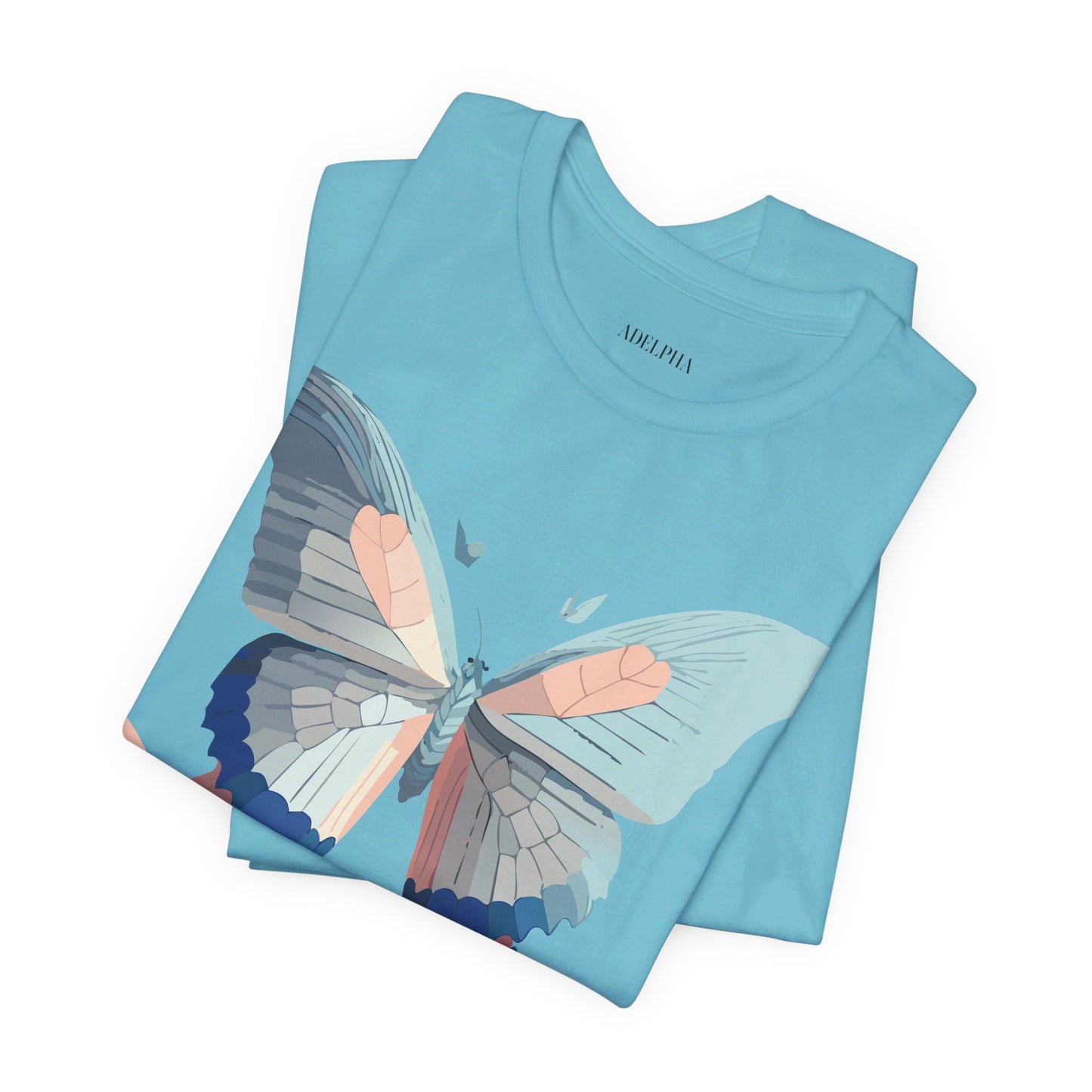 Natural Cotton Tee Shirt with Butterfly