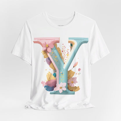 Natural Cotton Tee Shirt - Letters Collection - Y Printify