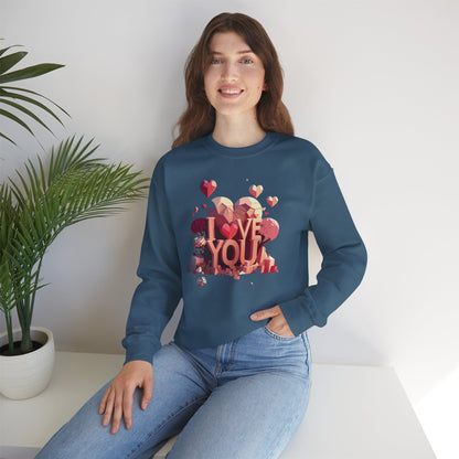 Unisex Heart Love Sweatshirt Floral Valentines Day Cotton Poly Fifty Fifty Blend