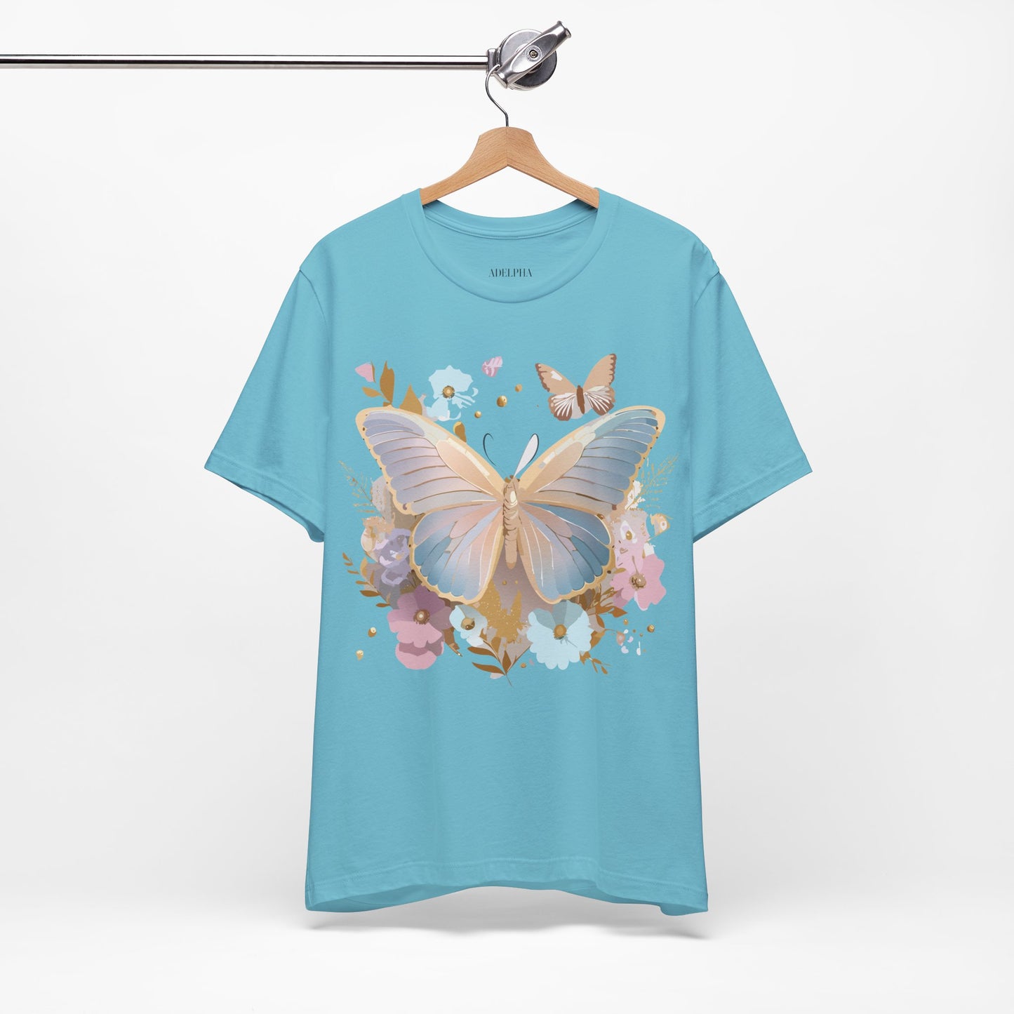 Natural Cotton Tee Shirt with Butterfly