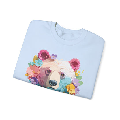 Unisex Floral Bear Sweatshirt Gildan 18000 Art Design Animals