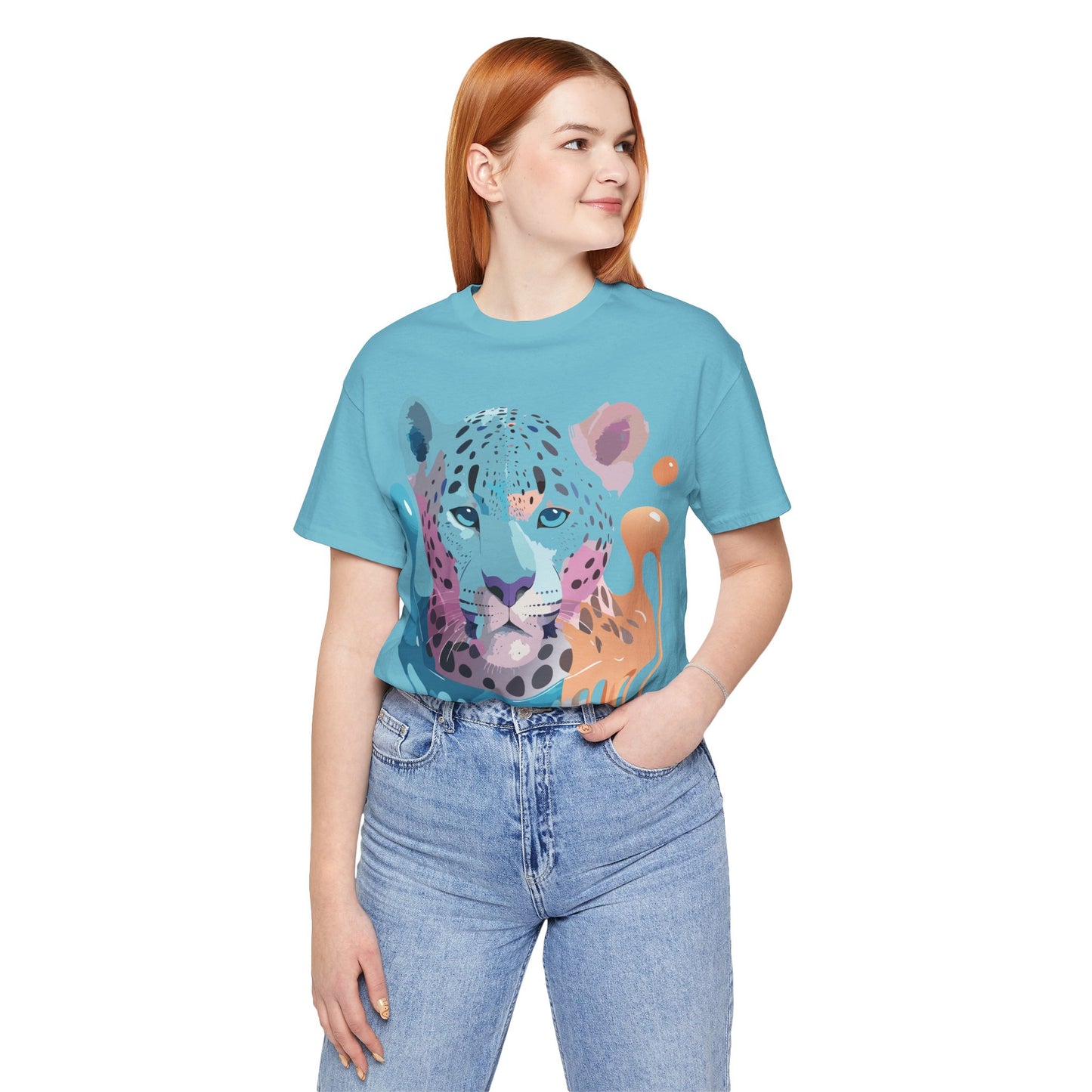 Natural Cotton Tee Shirt with Cheetah