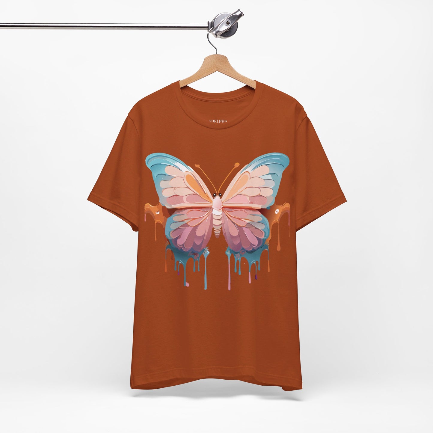 Natural Cotton Tee Shirt with Butterfly