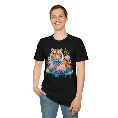 Tiger Print Unisex T Shirt Gildan Softstyle 64000 Animal Tee