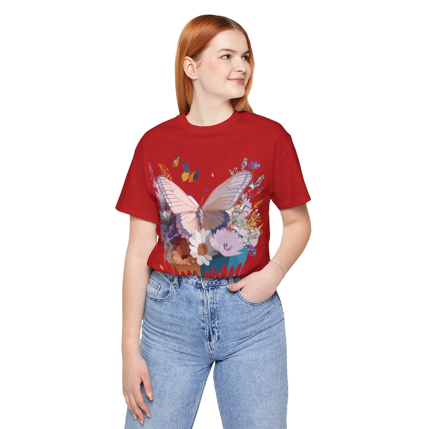 Natural Cotton Tee Shirt with Butterfly