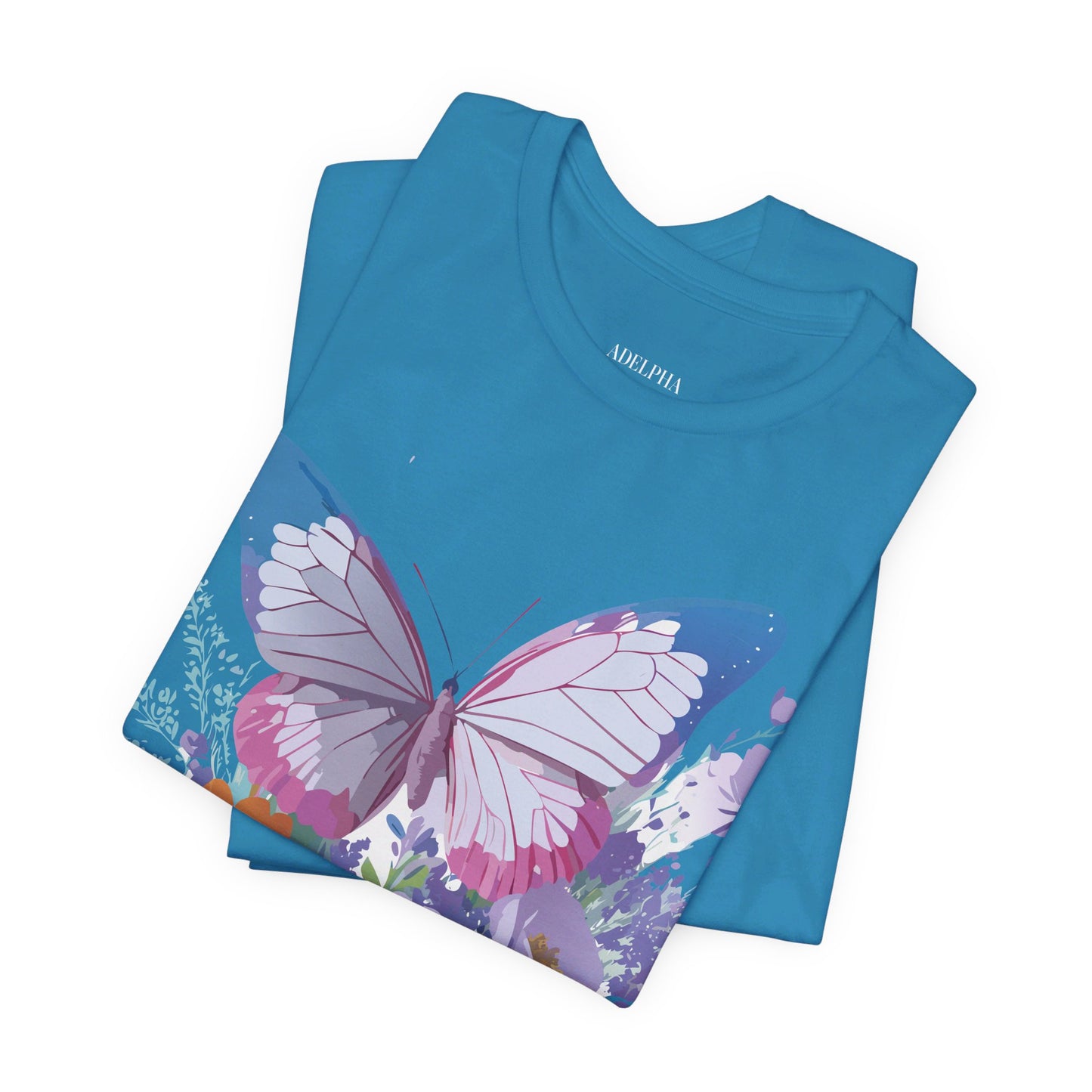 Natural Cotton Tee Shirt with Butterfly