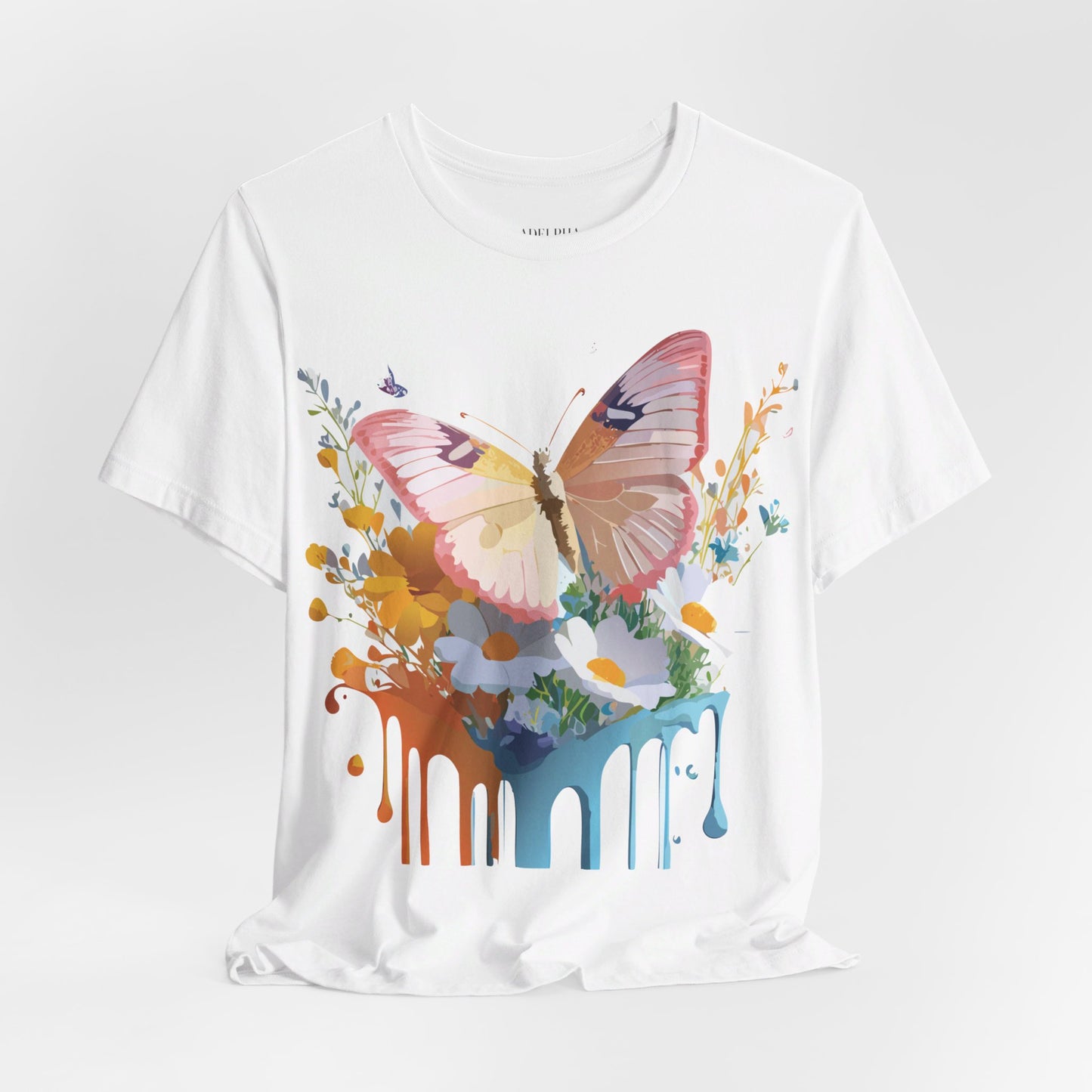 Natural Cotton Tee Shirt with Butterfly