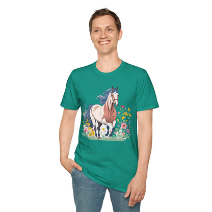 Unisex Horse Tee Softstyle Cotton Shirt With Animals Design Graphic