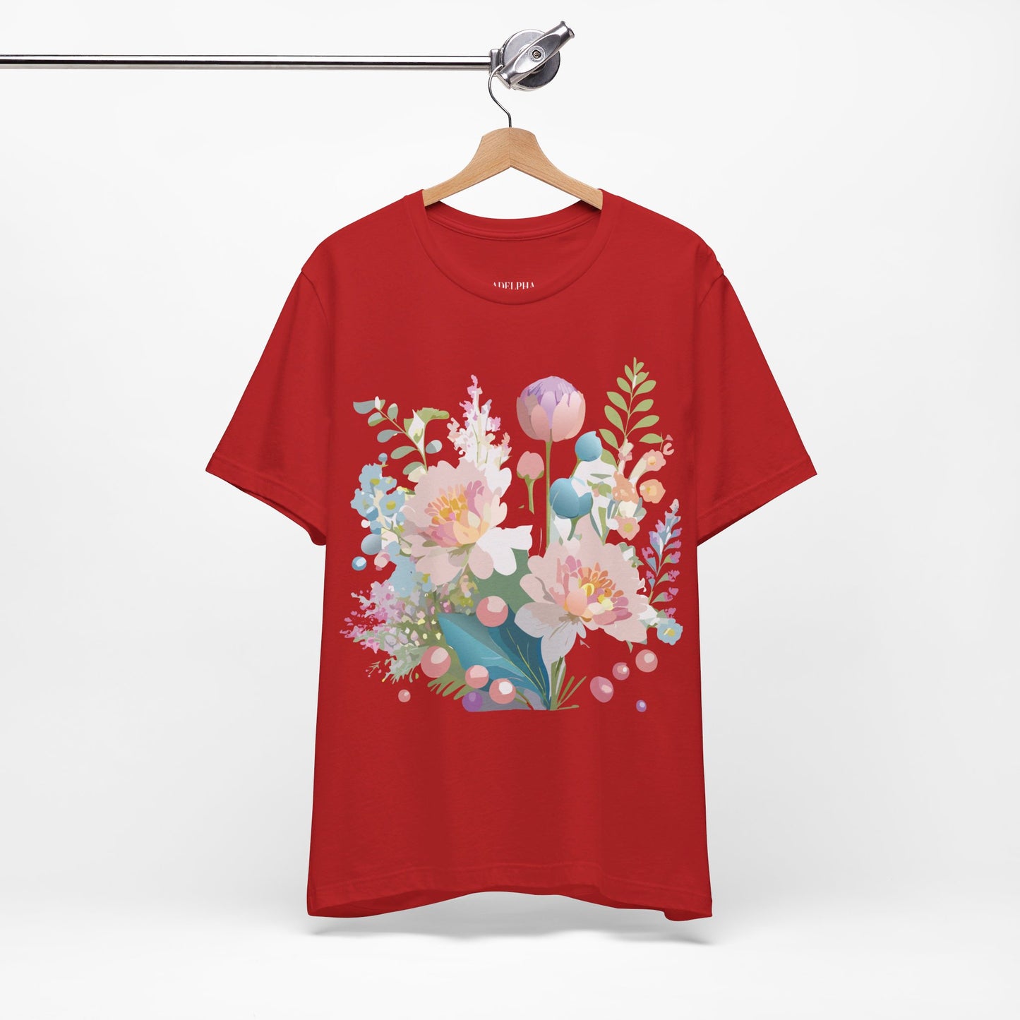 T-shirt en coton naturel avec fleurs