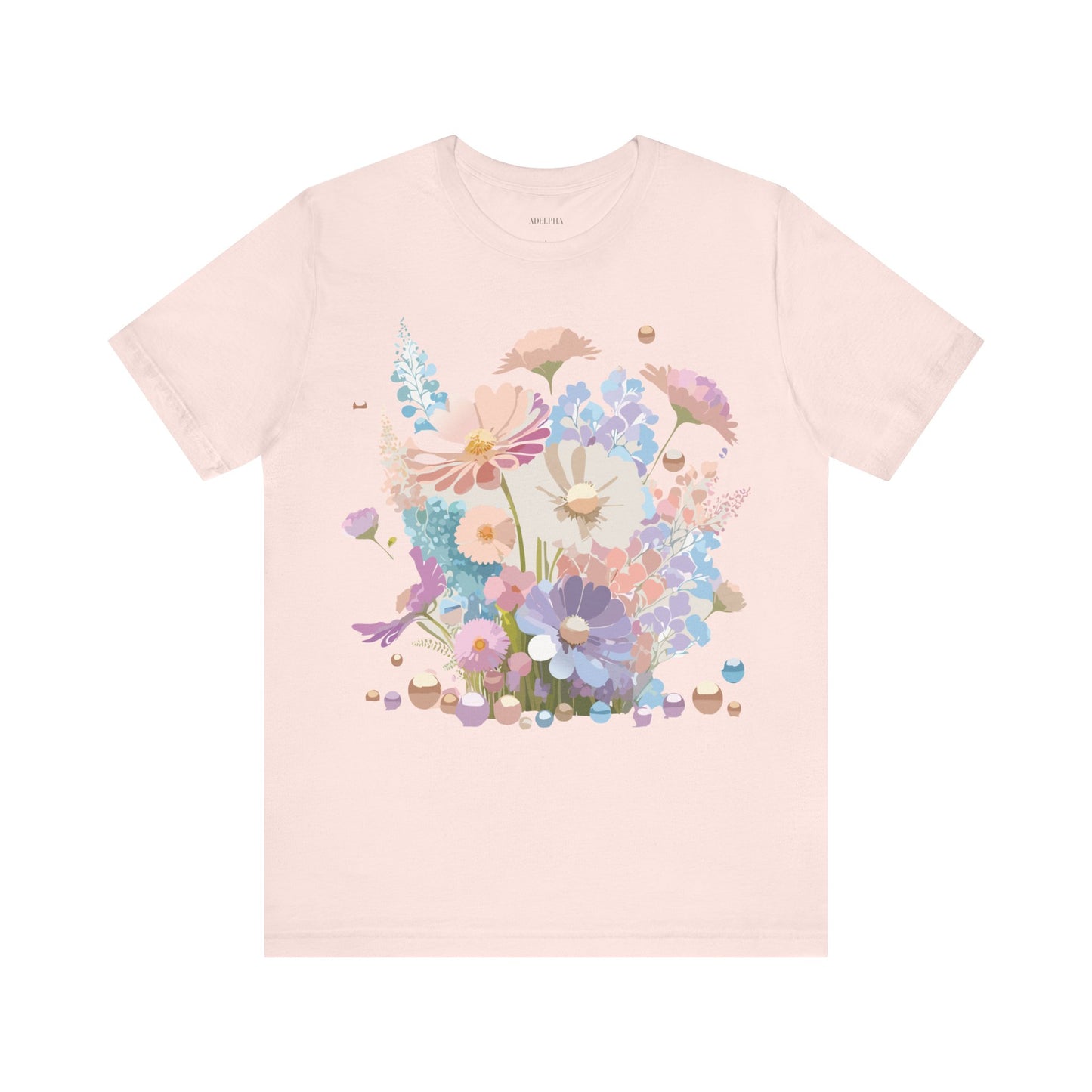 Natural Cotton Tee Shirt with Flowers