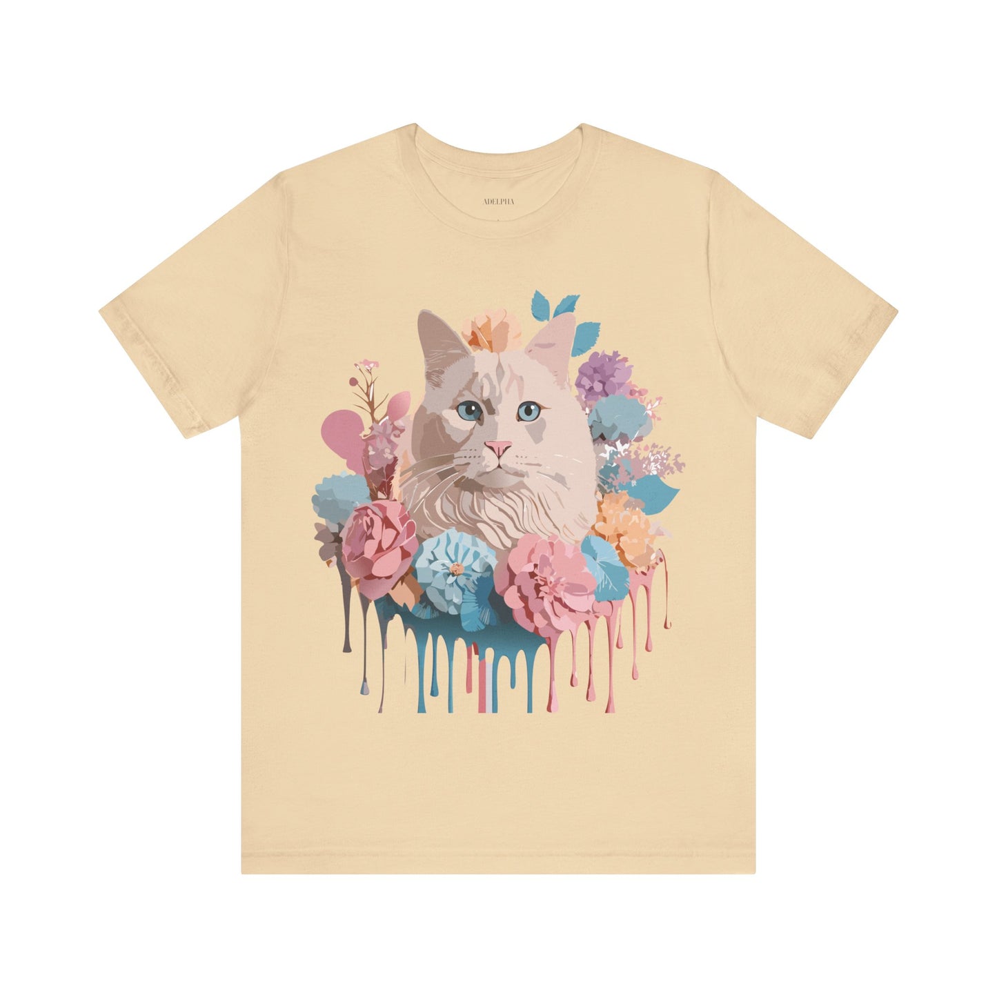 Natural Cotton Tee Shirt with Cat