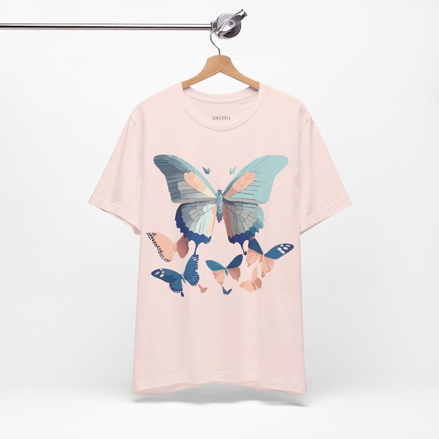 Natural Cotton Tee Shirt with Butterfly