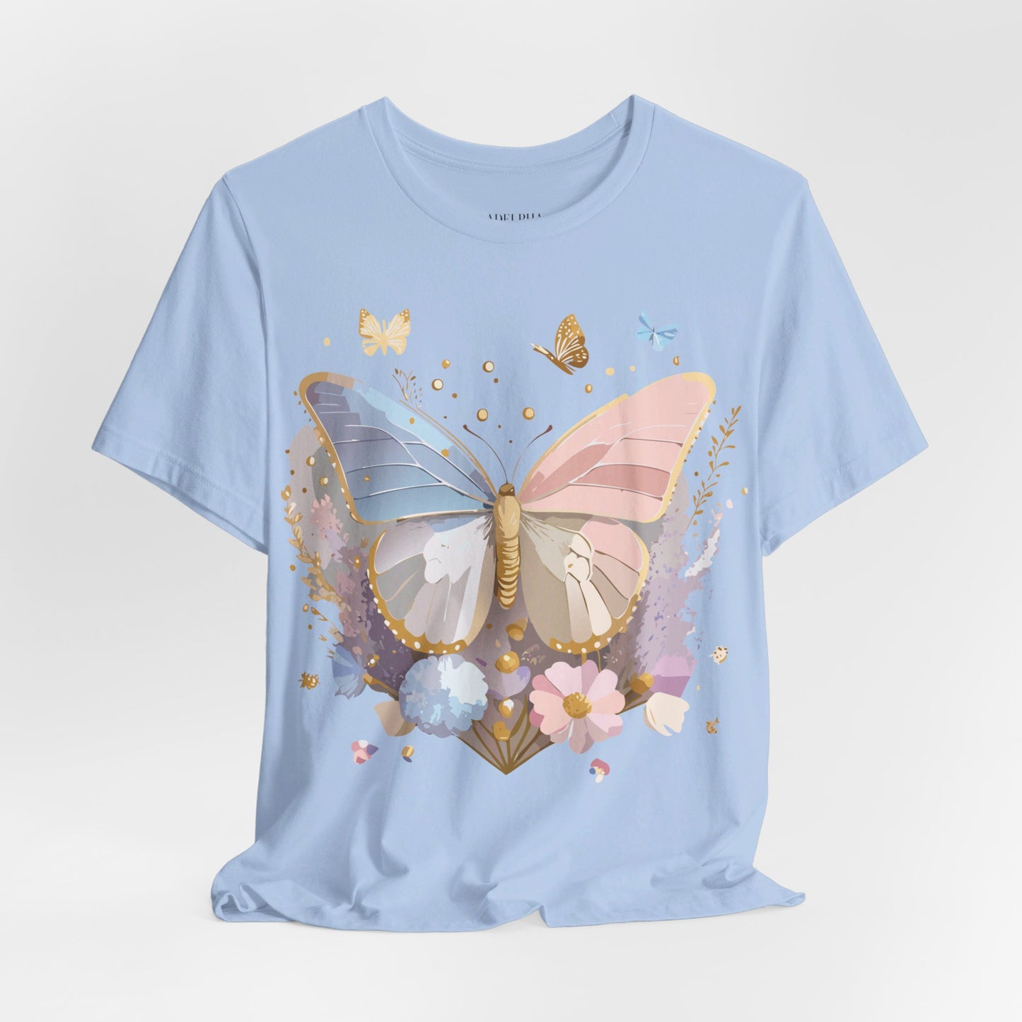 Natural Cotton Tee Shirt with Butterfly