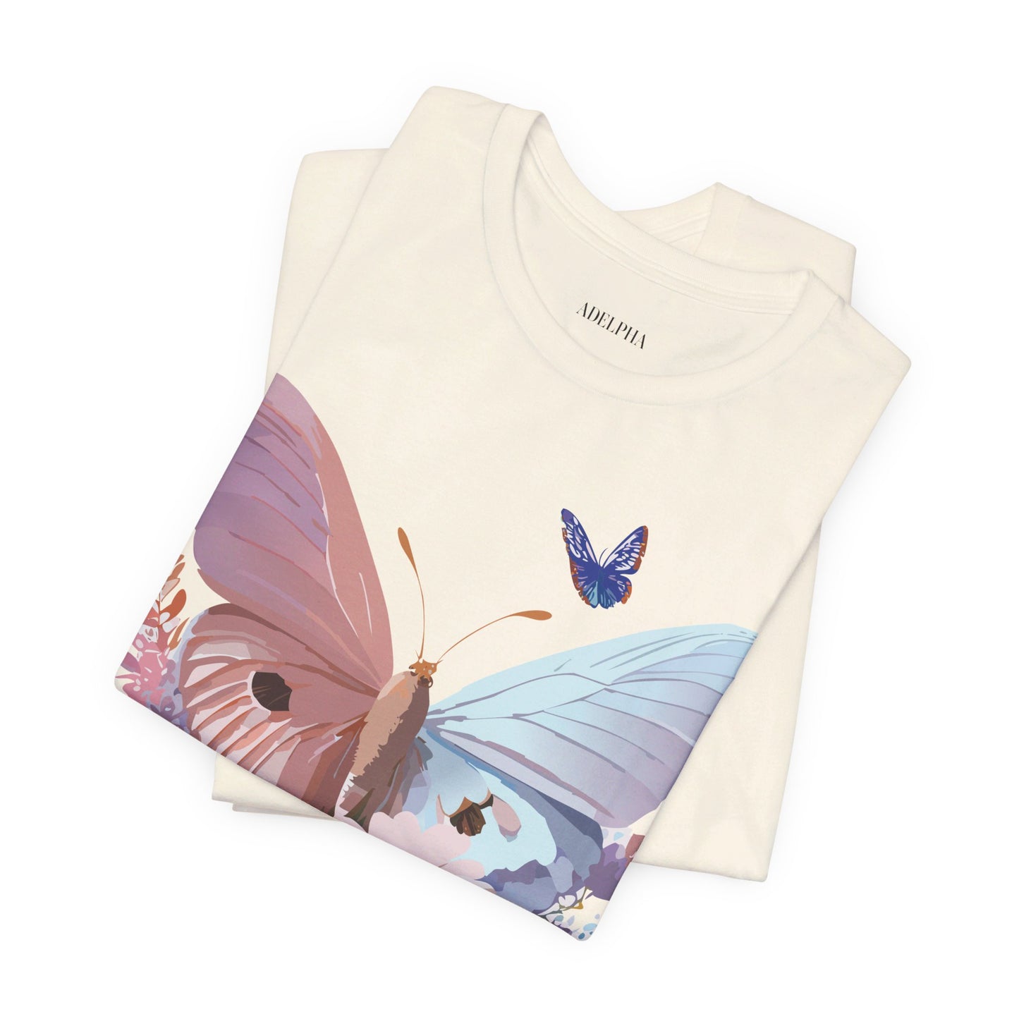 Natural Cotton Tee Shirt with Butterfly