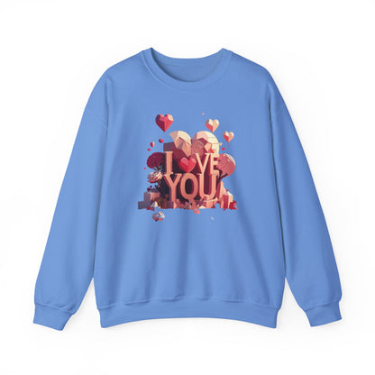 Unisex Heart Love Sweatshirt Floral Valentines Day Cotton Poly Fifty Fifty Blend