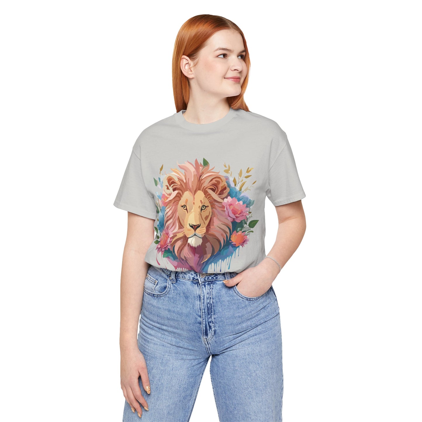 Natural Cotton Tee Shirt with Lion