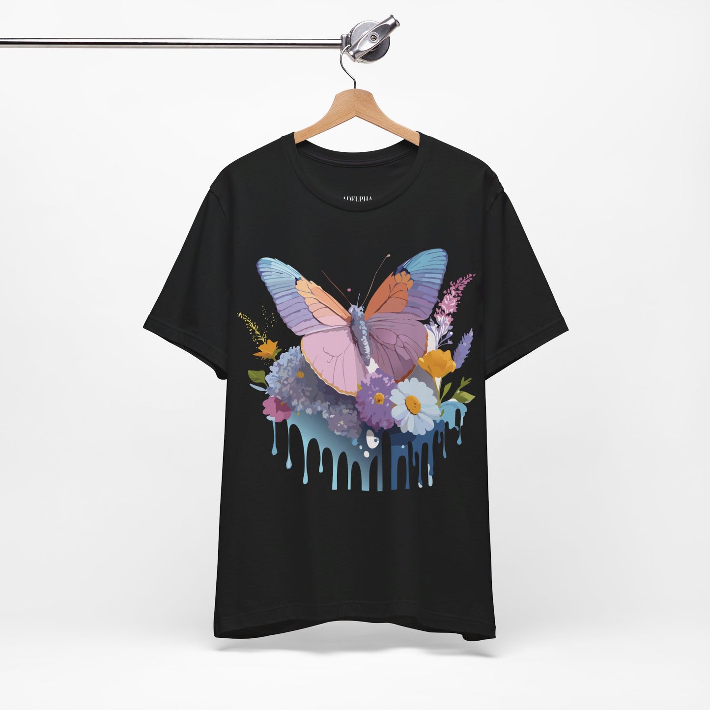 Natural Cotton Tee Shirt with Butterfly