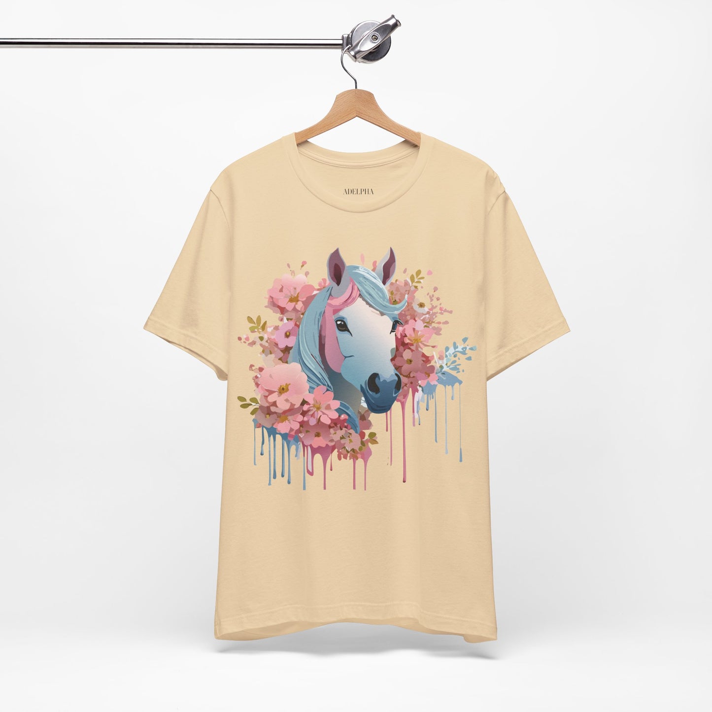 Natural Cotton Tee Shirt with Horse