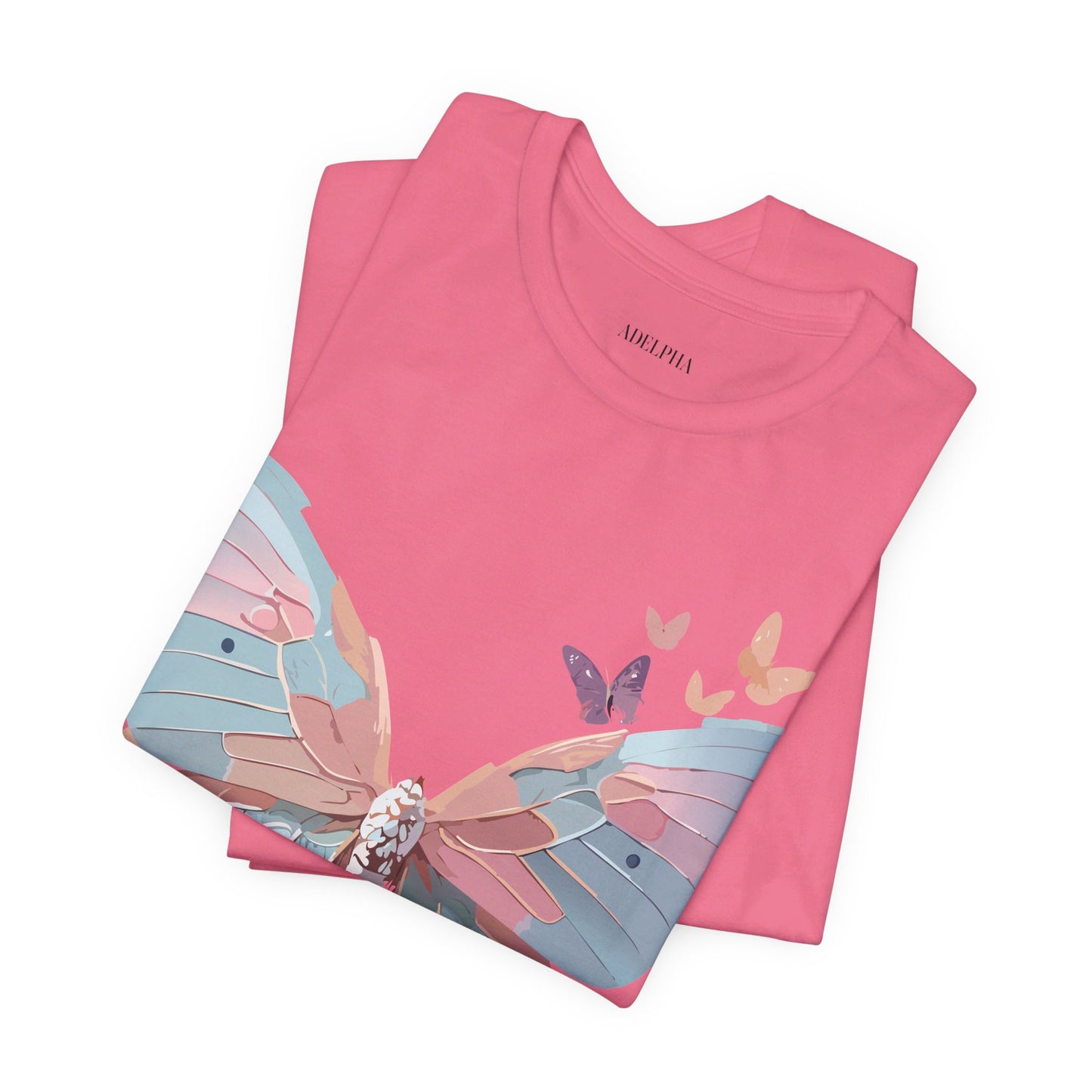 Natural Cotton Tee Shirt with Butterfly