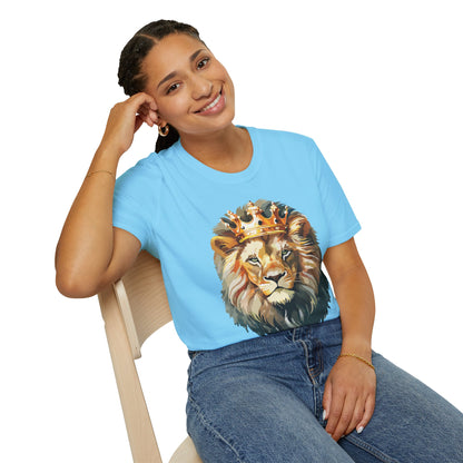 Unisex Lion Print T Shirt Softstyle 64000 One Hundred Percent Ring Spun Cotton