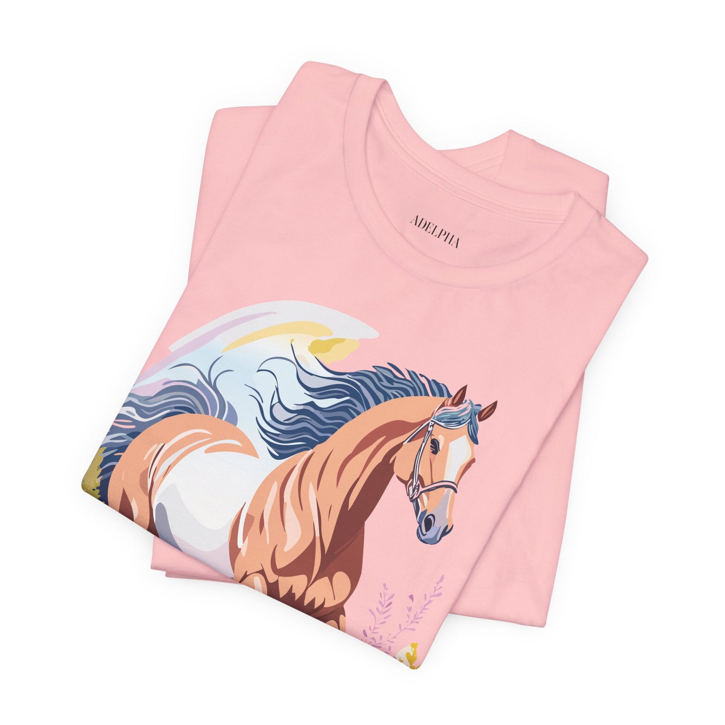 Natural Cotton Tee Shirt with Horse