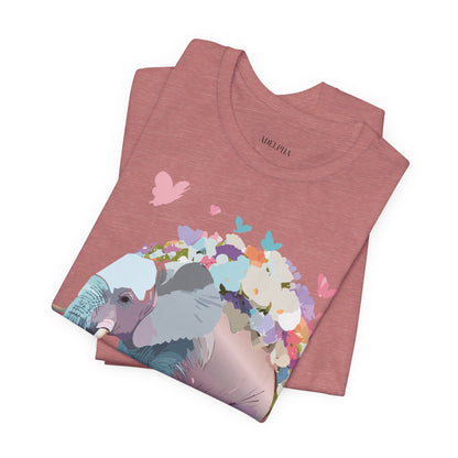 Natural Cotton Tee Shirt with Elephant Printify