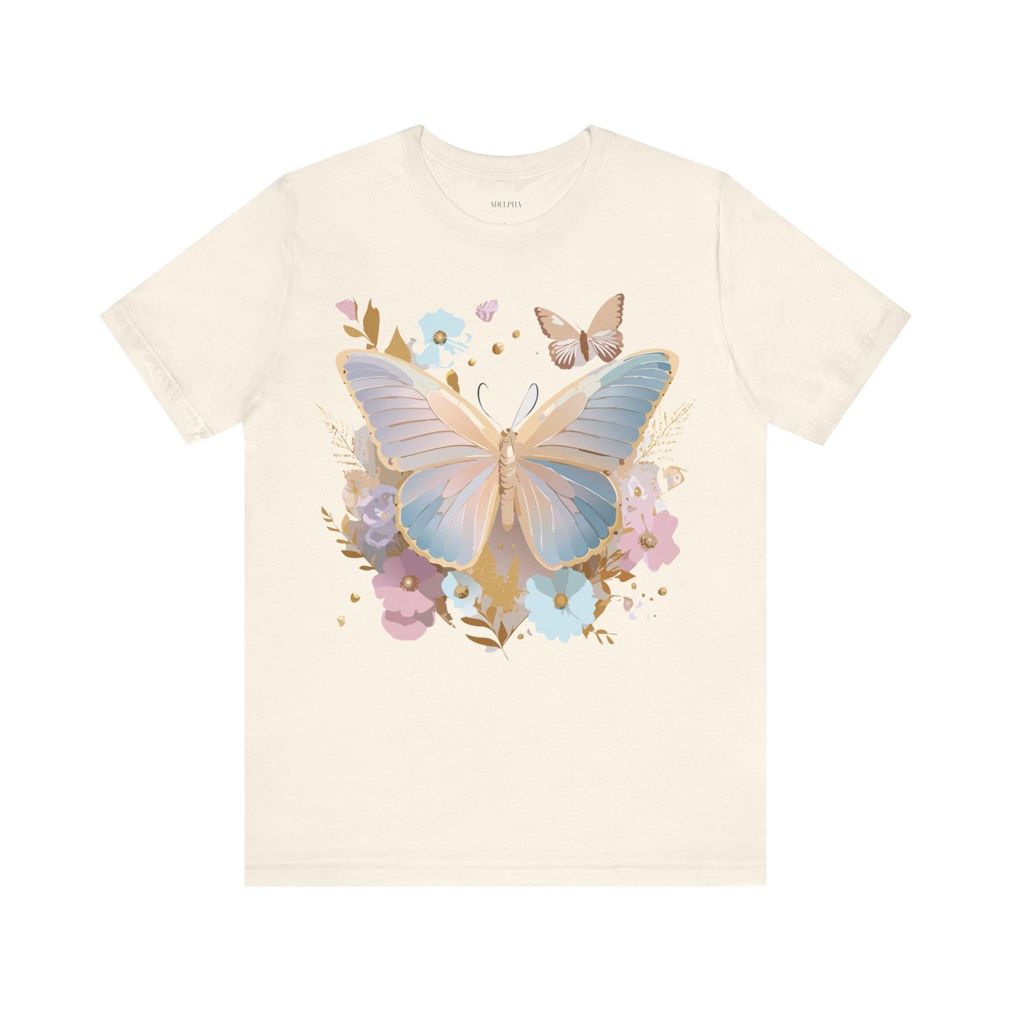 Natural Cotton Tee Shirt with Butterfly