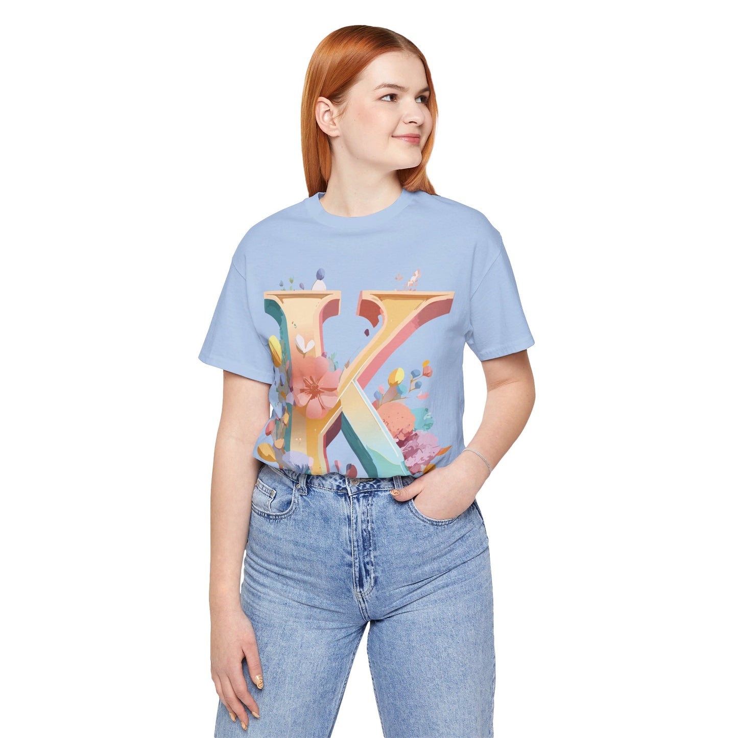 Natural Cotton Tee Shirt - Letters Collection - K