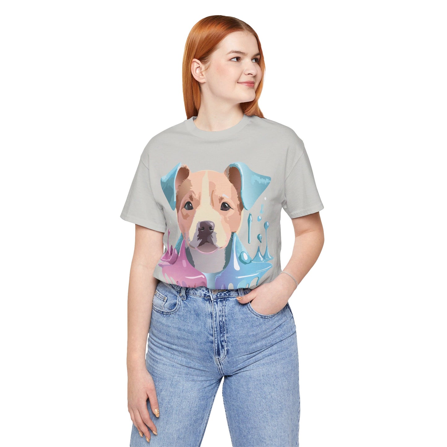 Natural Cotton Tee Shirt with Dog