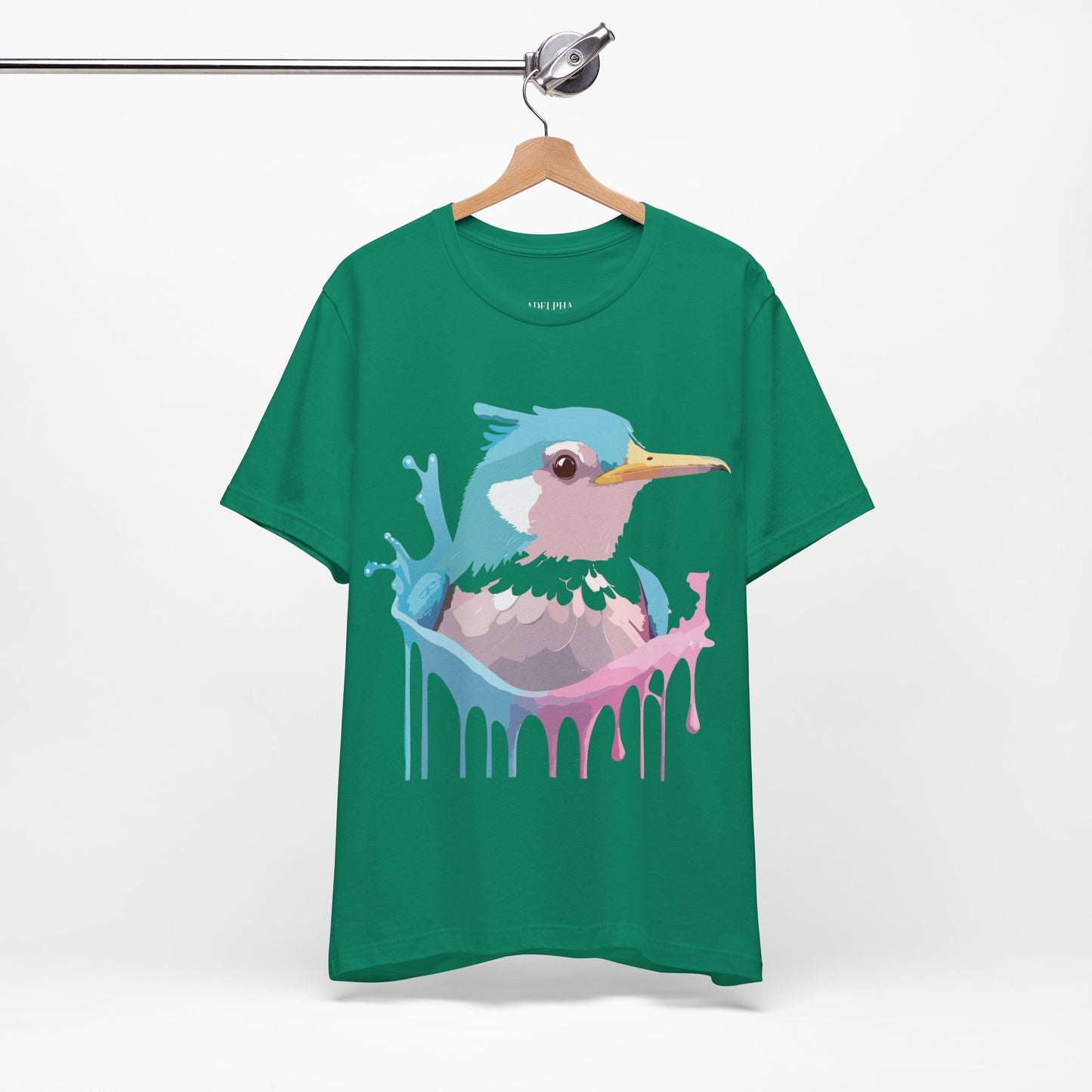 Natural Cotton Tee Shirt with Bird