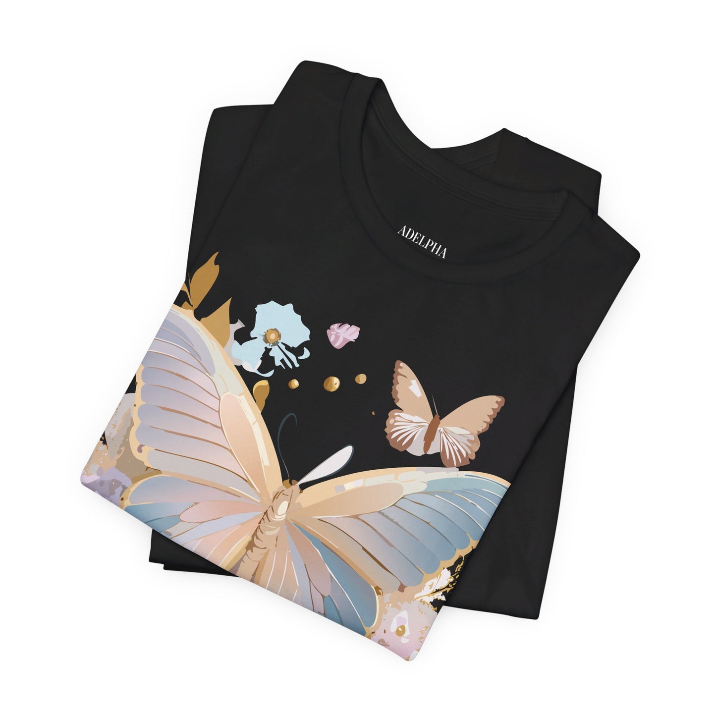 Natural Cotton Tee Shirt with Butterfly