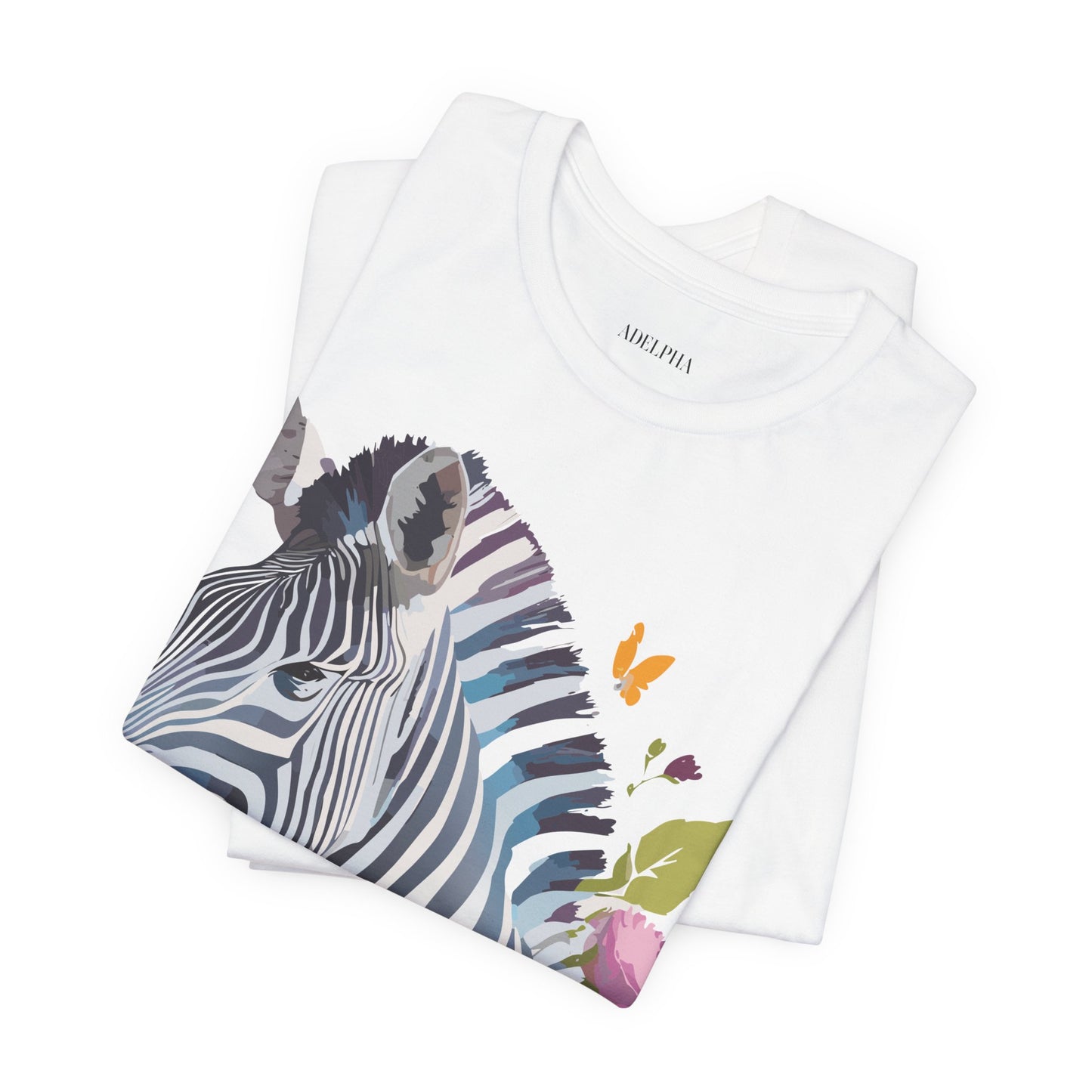 Natural Cotton Tee Shirt with Zebra