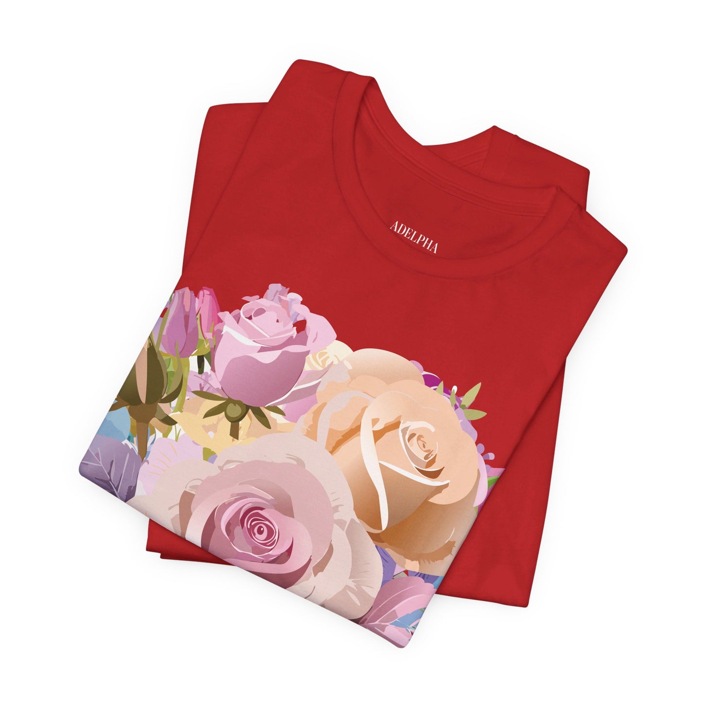 Natural Cotton Tee Shirt with Flowers