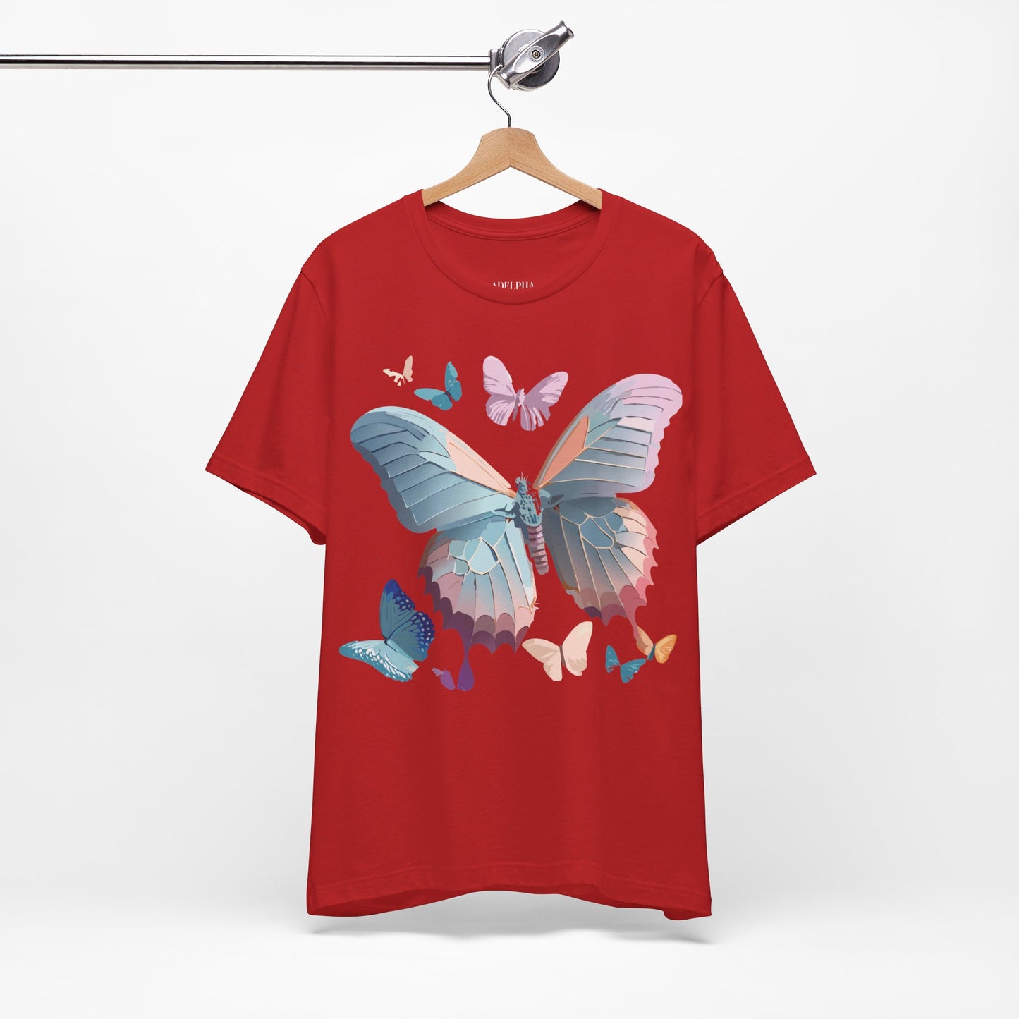 Natural Cotton Tee Shirt with Butterfly