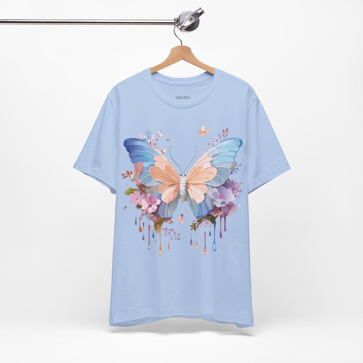 Natural Cotton Tee Shirt with Butterfly