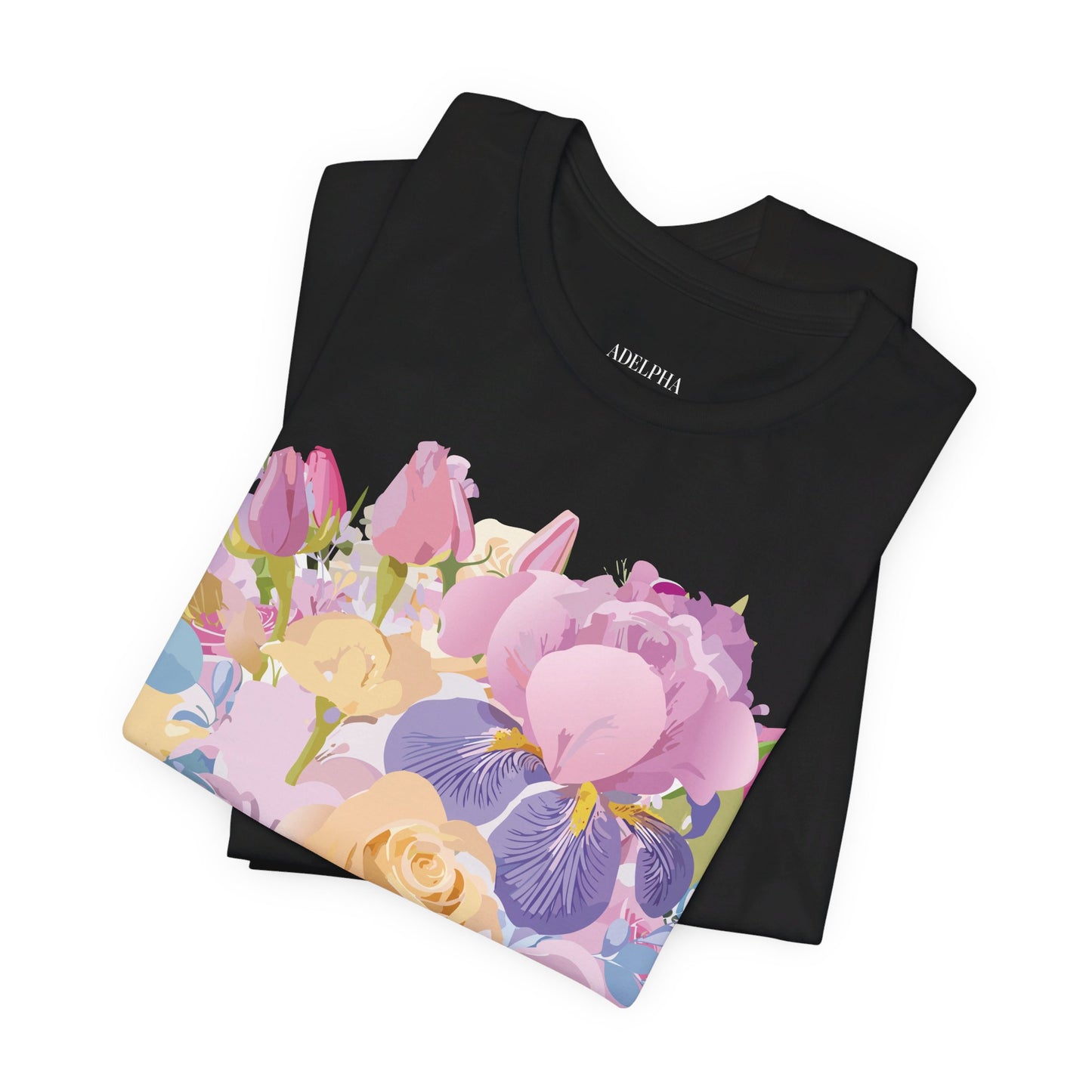 Natural Cotton Tee Shirt with Flowers