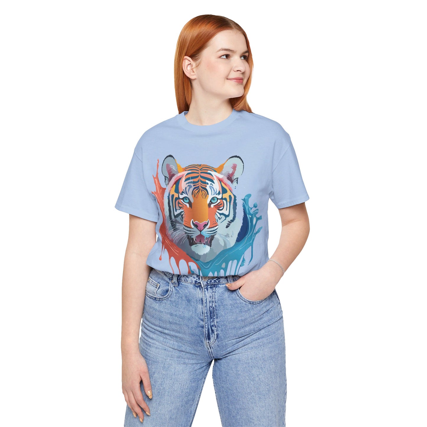 Natural Cotton Tee Shirt with Tiger