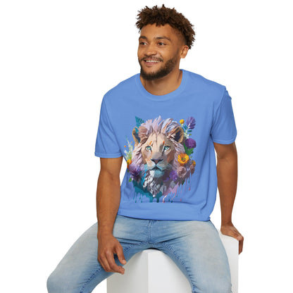 Unisex Lion Shirt Floral Lion Tee Animal Print Tee Gildan 64000
